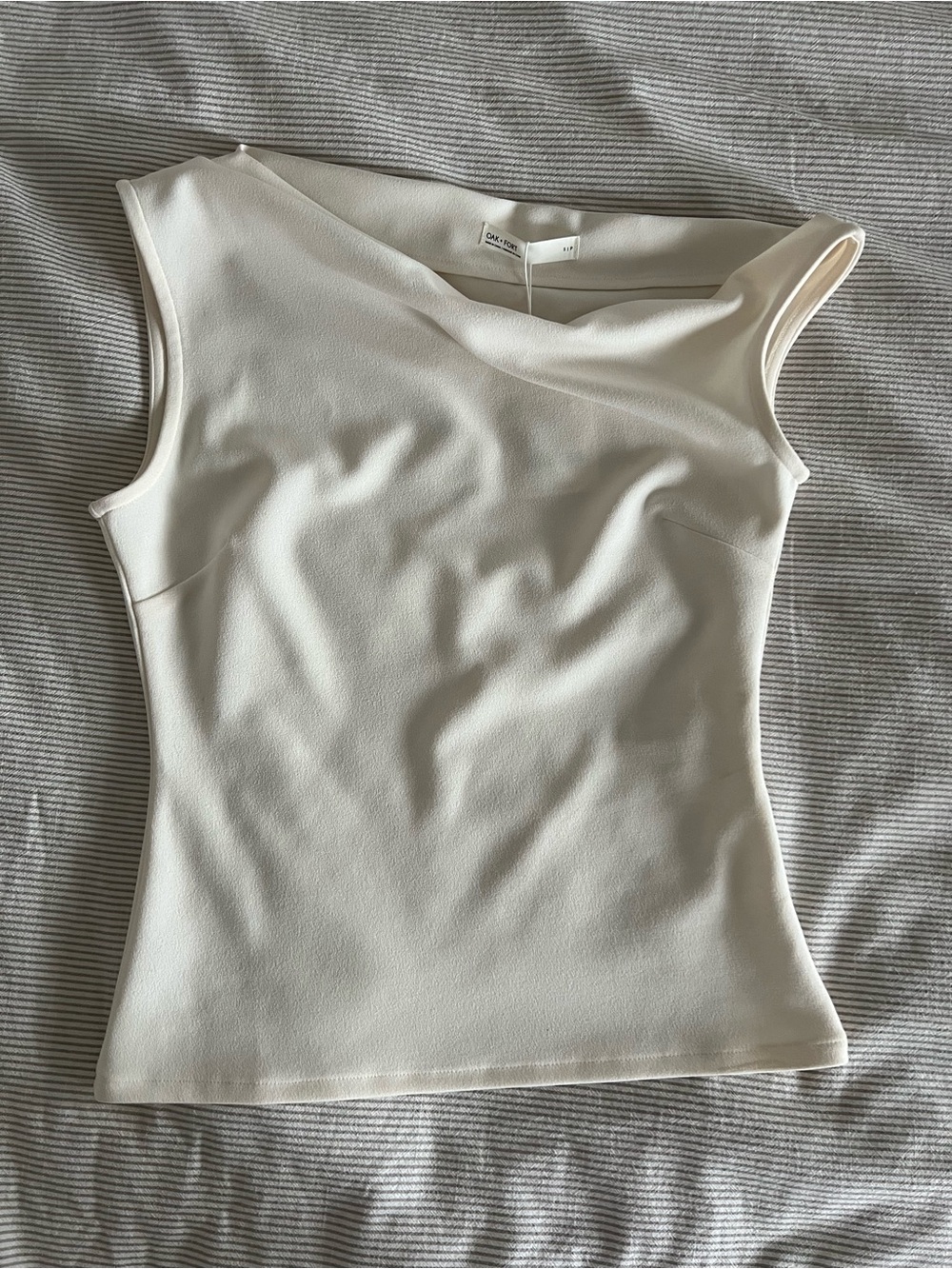 Oak + Fort Asymmetric Neck Sleeveless Top